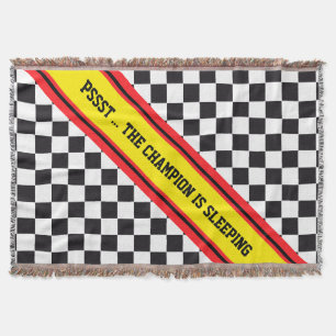 Racing Car Pattern + your backgr. colour & text Throw Blanket