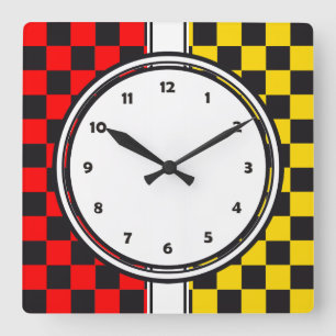 Racing Car Pattern + your background colour Square Wall Clock