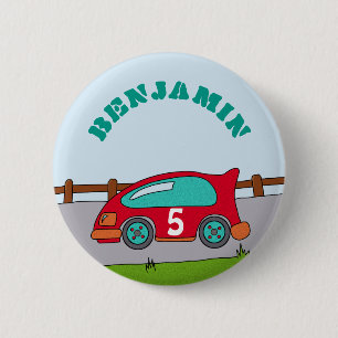 Racing Car Personalizable Birthday 6 Cm Round Badge