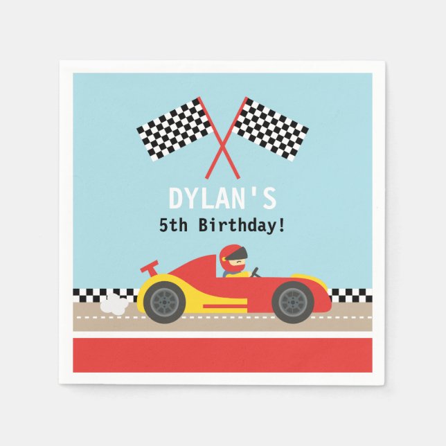 Racing Car Racer Boys Birthday Party Napkins (Front)