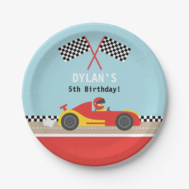 Racing Car Racer Boys Birthday Party Supplies Paper Plate (Front)