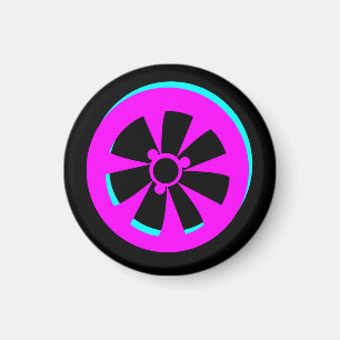 Racing Car Rim Neon Pink Black Magnet