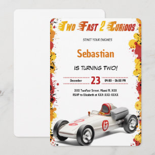 Racing Car, Two Fast Birthday Invitation