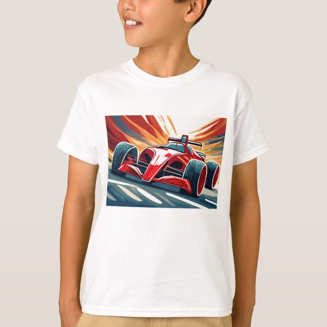 Racing car with colourful background T-Shirt (Front)