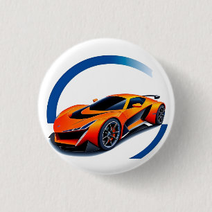 Racing Car with Dynamic Design 3 Cm Round Badge