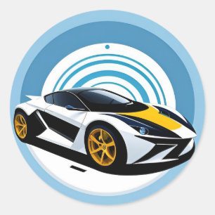 Racing Car with Dynamic Design Classic Round Sticker