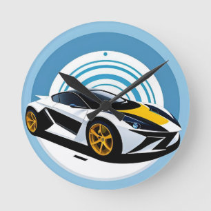 Racing Car with Dynamic Design Round Clock