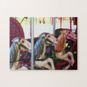 Racing Carousel Horses Photo Painting  Jigsaw Puzzle