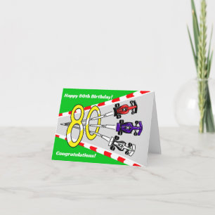 Racing Cars 80th Birthday Card