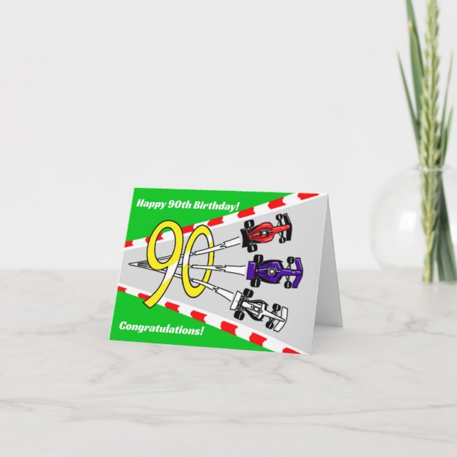 Racing Cars 90th Birthday Card (Front)