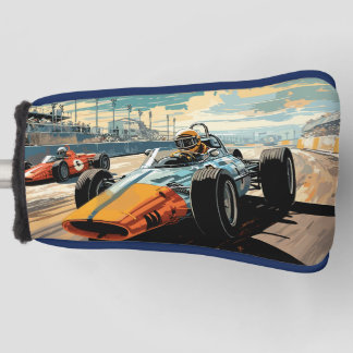 Racing Cars Competing on the Track Golf Head Cover
