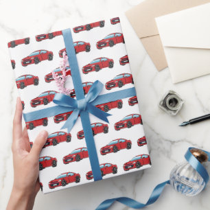 Racing Cars Race Retro Red Birthday Kids  Wrapping Paper