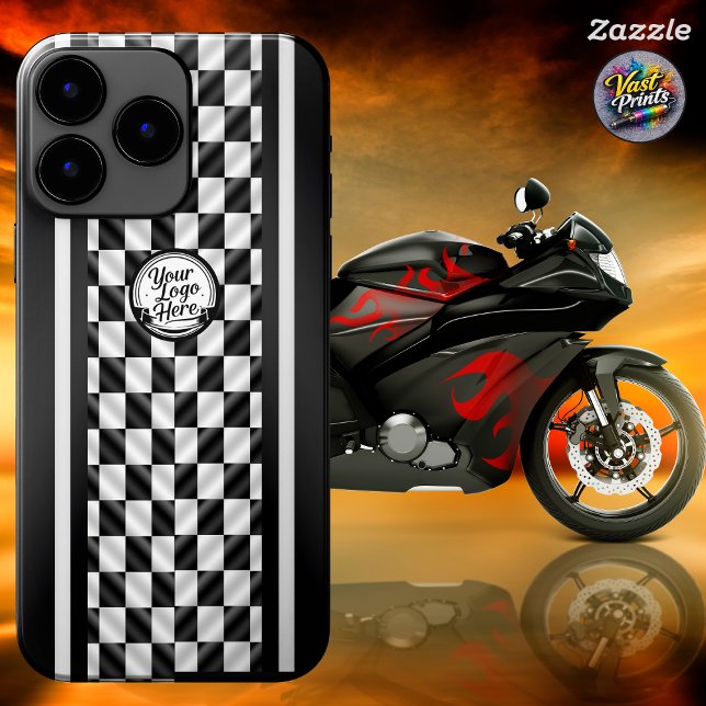 Racing Checkered Black White Sport Logo Case-Mate iPhone Case (Racing Checkered Black White Sport Logo Case-Mate iPhone Case)