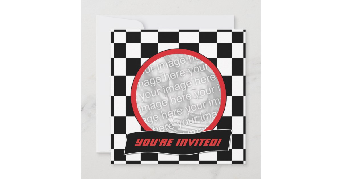 Racing Checkers Birthday Party Invitations Zazzle