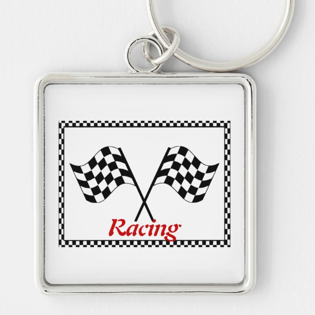 Racing Chequerboard Flags Key Ring (Front)