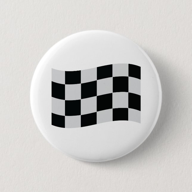 racing chequered flag 6 cm round badge (Front)