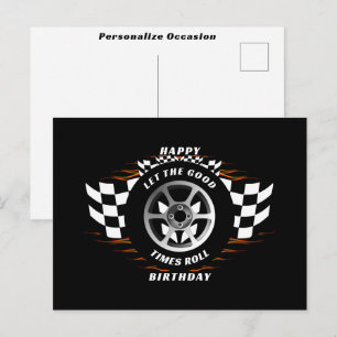 Racing Chequered Flag Happy Birthday Occasions    Holiday Postcard