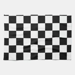 Racing Chequered Flag Pattern Large Black Tea Towel