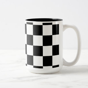 Racing Chequered Flag Pattern Large Black Two-Tone Coffee Mug