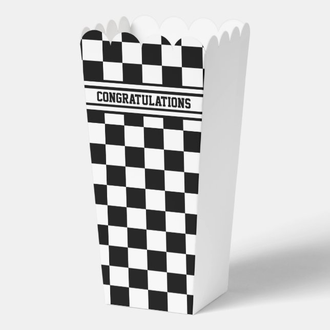 Racing Chequered Winners Flag Black and White Favour Box (Front)