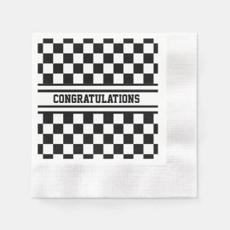 Racing Chequered Winners Flag Black and White Napkin