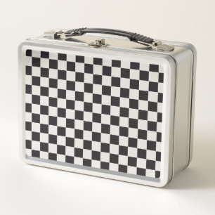 Racing / Chess Pattern - black Metal Lunch Box