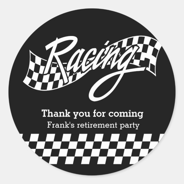 Racing, choose your background colour classic round sticker (Front)