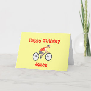 Racing Cyclist Birthday Card, add name Card