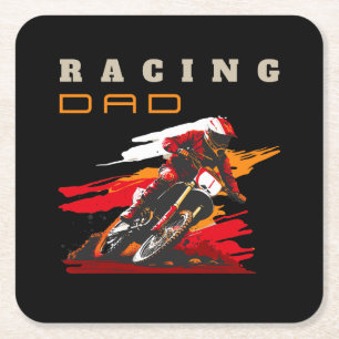 Racing Dad Square Paper Coaster