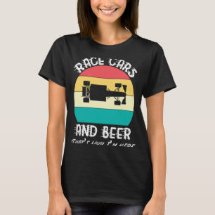 Racing Day  For Women Race Cars And Beer Chequered T-Shirt