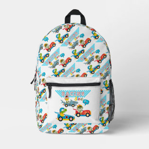 Racing Dino Printed Backpack