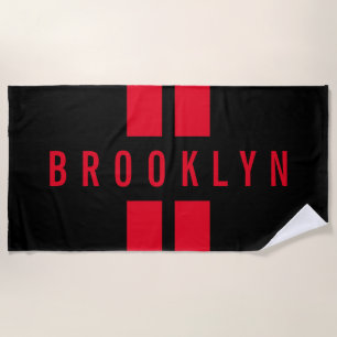 Racing Fan Race Double Stripes Custom Name Classic Beach Towel
