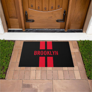Racing Fan Race Double Stripes Custom Name Classic Doormat