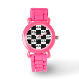 Racing Fans Winner Watch Black White Checked Flags