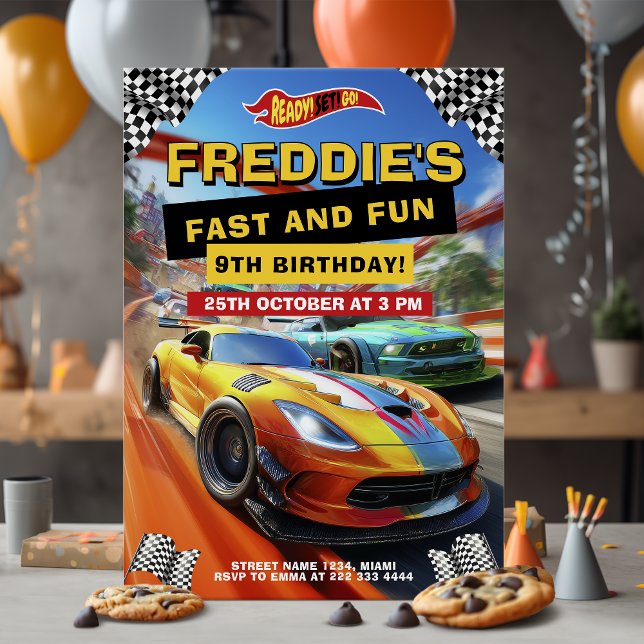 Racing Fast Car Birthday Party Invitation (Creator Uploaded)