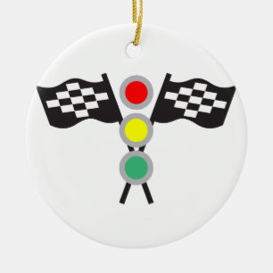 RACING FLAGS AND LIGHTS CERAMIC TREE DECORATION