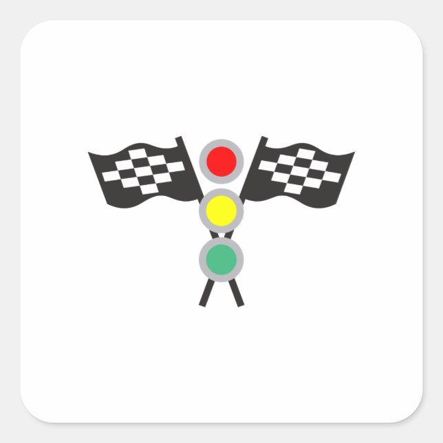 RACING FLAGS AND LIGHTS SQUARE STICKER (Front)