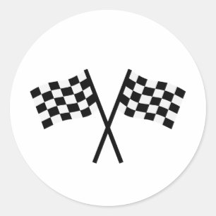 Racing flags classic round sticker