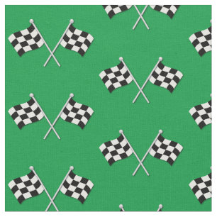 Racing Flags Cute Green Fabric