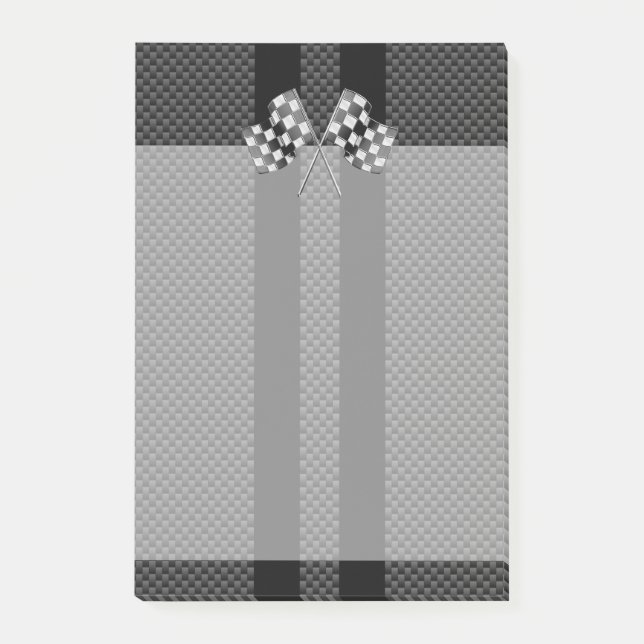 Racing Flags on Stripes Carbon Fibre Like Style Post-it Notes (Front)