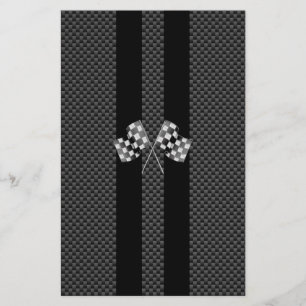 Racing Flags on Stripes Carbon Fibre Like Style Stationery