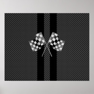 Racing Flags Stripes in Carbon Fibre Style Decor