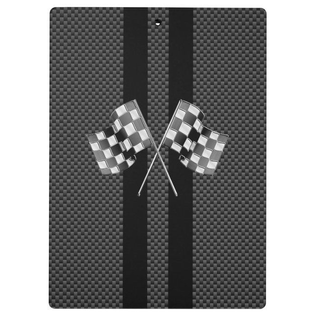 Racing Flags Stripes in Carbon Fibre Style Decor Clipboard (Back)