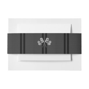 Racing Flags Stripes in Carbon Fibre Style Decor Invitation Belly Band