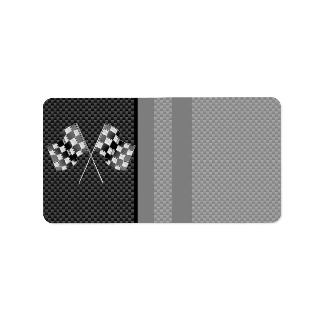 Racing Flags Stripes in Carbon Fibre Style Decor Label (Front)