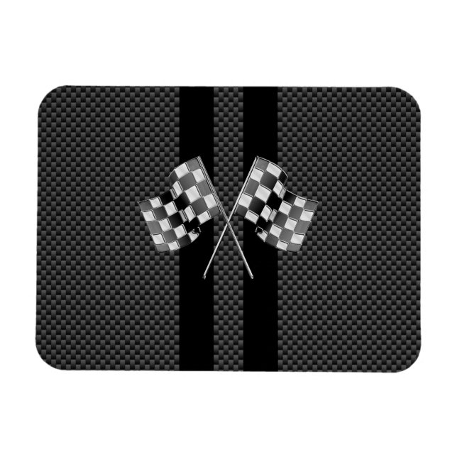 Racing Flags Stripes in Carbon Fibre Style Decor Magnet (Horizontal)