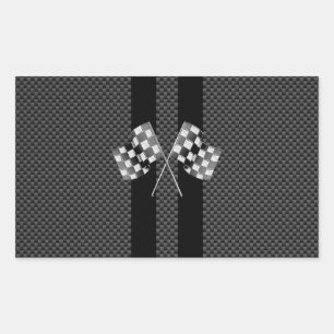 Racing Flags Stripes in Carbon Fibre Style Decor Rectangular Sticker
