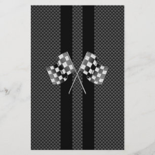 Racing Flags Stripes in Carbon Fibre Style Decor Stationery