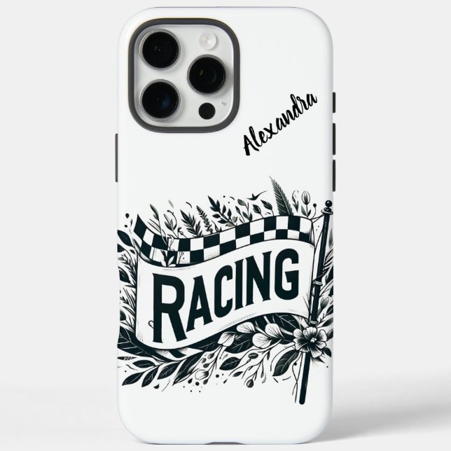 Racing flags with floral designs Case-Mate iPhone case (Back)