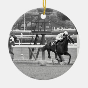 Racing from Historic Saratoga Race Course Ceramic Tree Decoration
